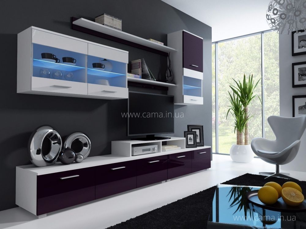 Стенка Logo II Белый/фиолет глянец Стенка Logo II Белый/фиолет глянец