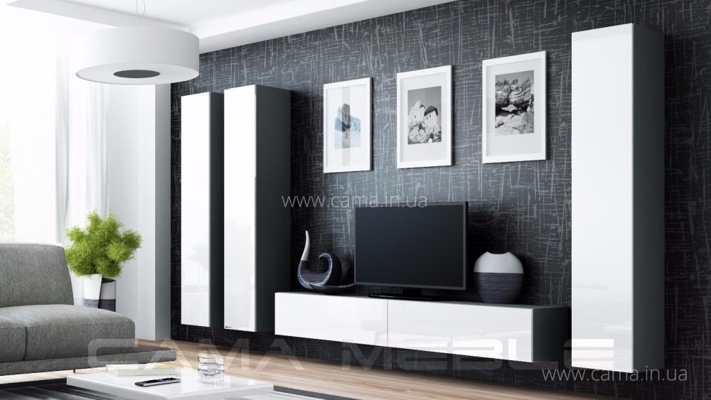 Гостиная Vigo 1 серый/белый глянец Гостиная Vigo 1 серый/белый глянец