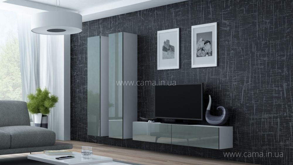 Гостиная Vigo 9 белый/серый глянец Гостиная Vigo 9 белый/серый глянец