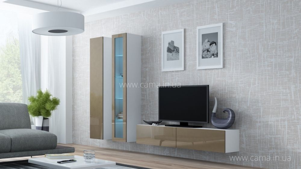 Гостиная Vigo 10 белый/лате глянец Гостиная Vigo 10 белый/лате глянец