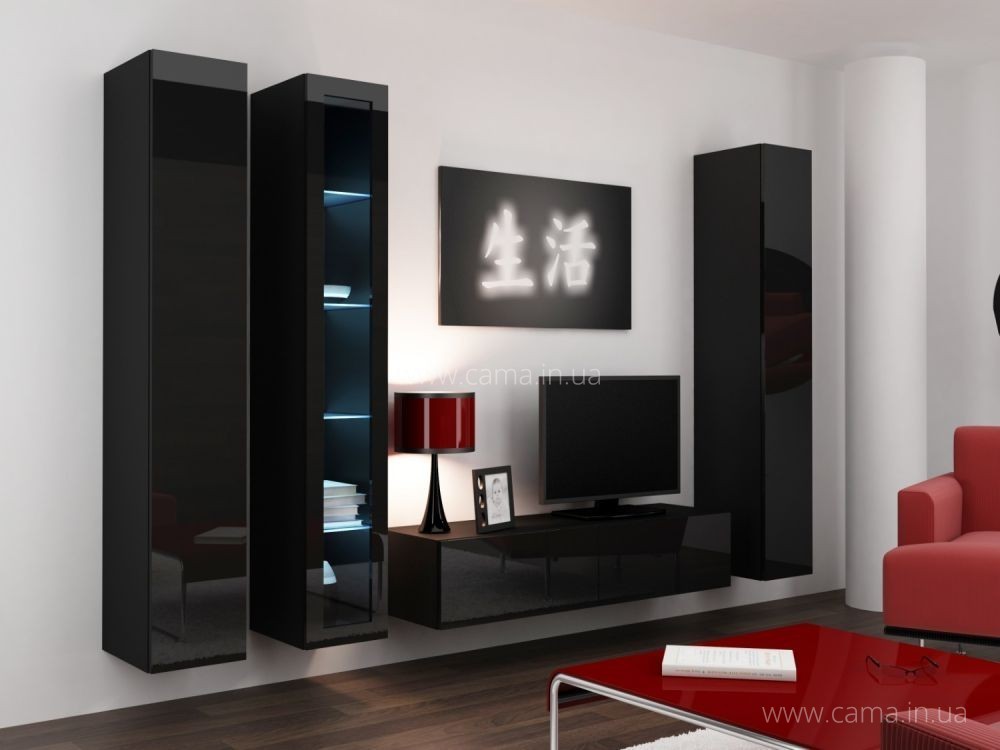 Гостиная Vigo 15 черный/черный глянец Гостиная Vigo 15 черный/черный глянец