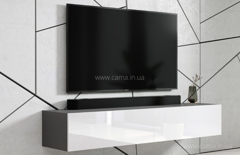 Тумба ТВ Vigo серый/белый глянец 180 Тумба ТВ Vigo серый/белый глянец 180