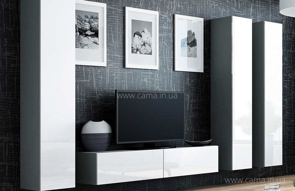 Тумба ТВ Vigo серый/белый глянец 180 Тумба ТВ Vigo серый/белый глянец 180