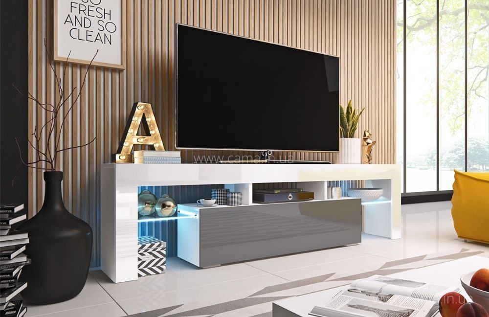 Тумба ТВ Toro 158см - белый/серый глянец Тумба ТВ Toro 158см - белый/серый глянец