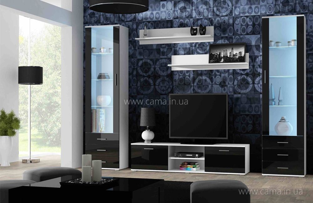 Гостиная Soho 4 белый/черный глянец Гостиная Soho 4 белый/черный глянец