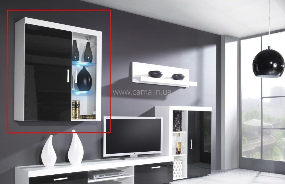 Витрина навесная Samba черный глянец Витрина навесная Samba черный глянец