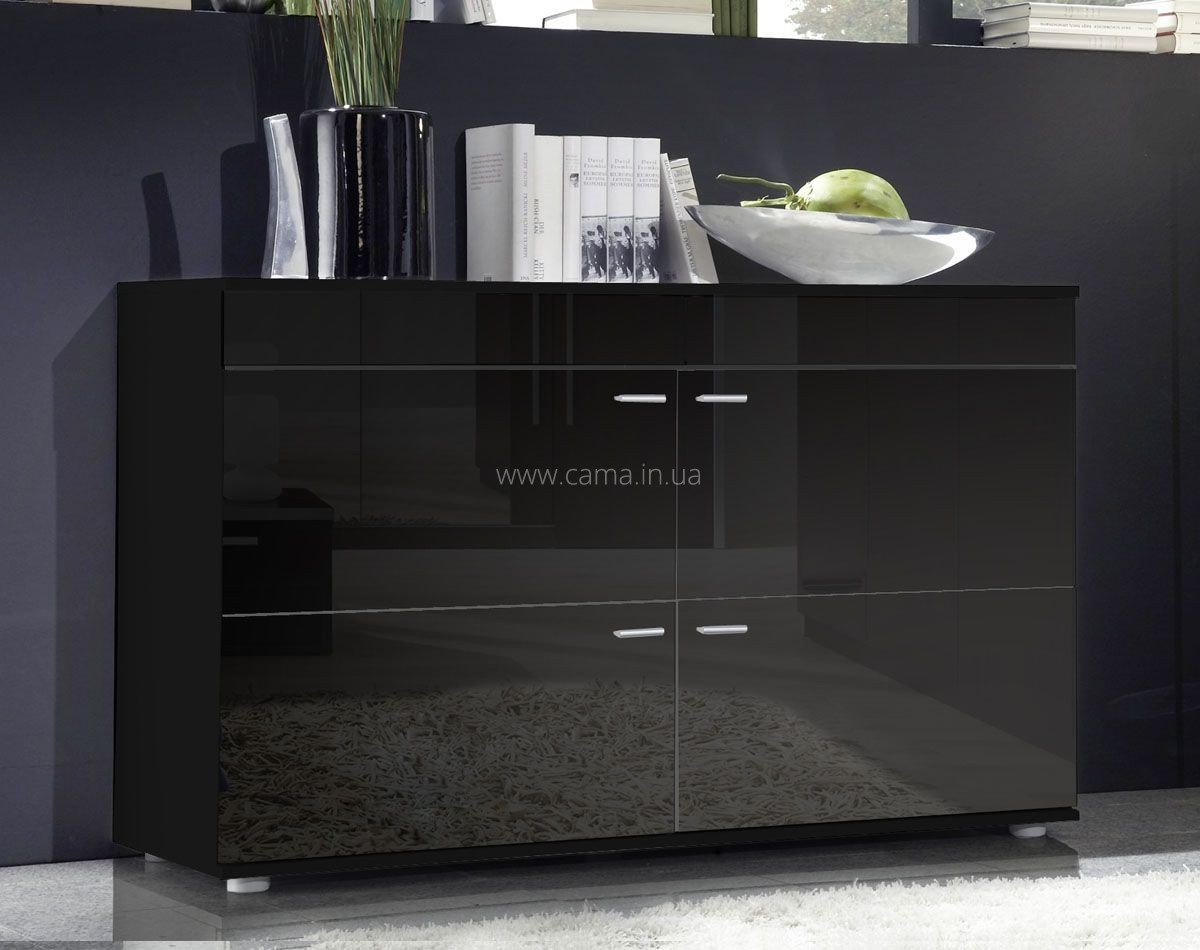 Комод Logo 2 черный/черный глянец Комод Logo 2 черный/черный глянец
