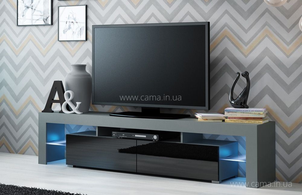Тумба ТВ Solo - серый/черный глянец Тумба ТВ Solo - серый/черный глянец