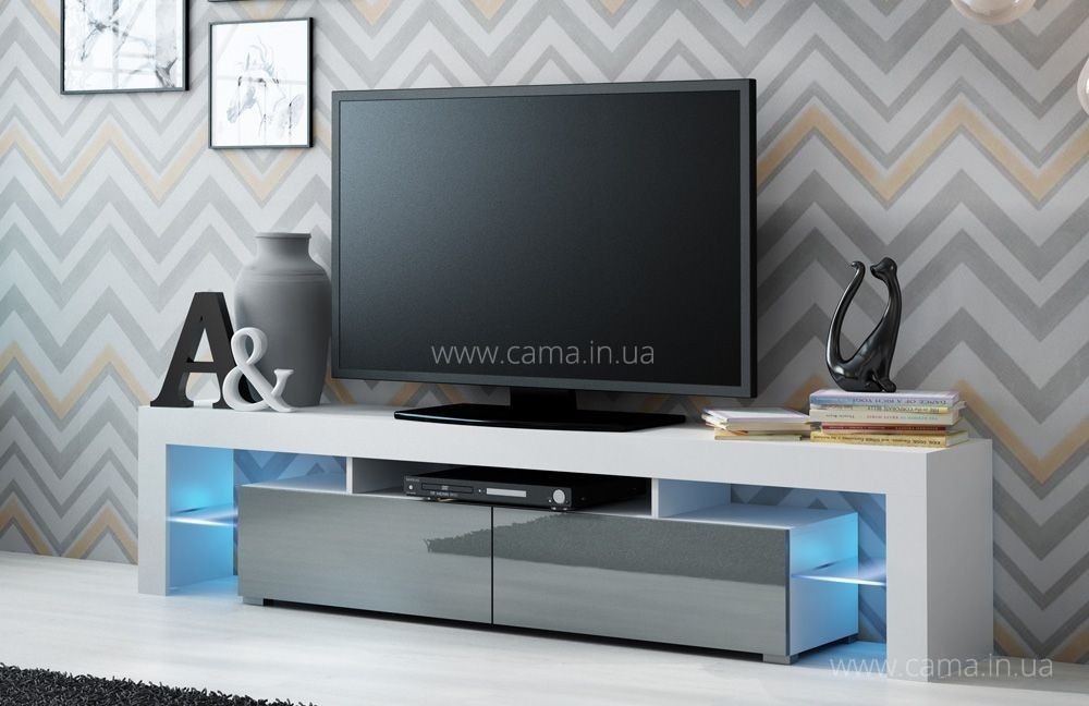 Тумба ТВ Solo - белый/серый глянец Тумба ТВ Solo - белый/серый глянец