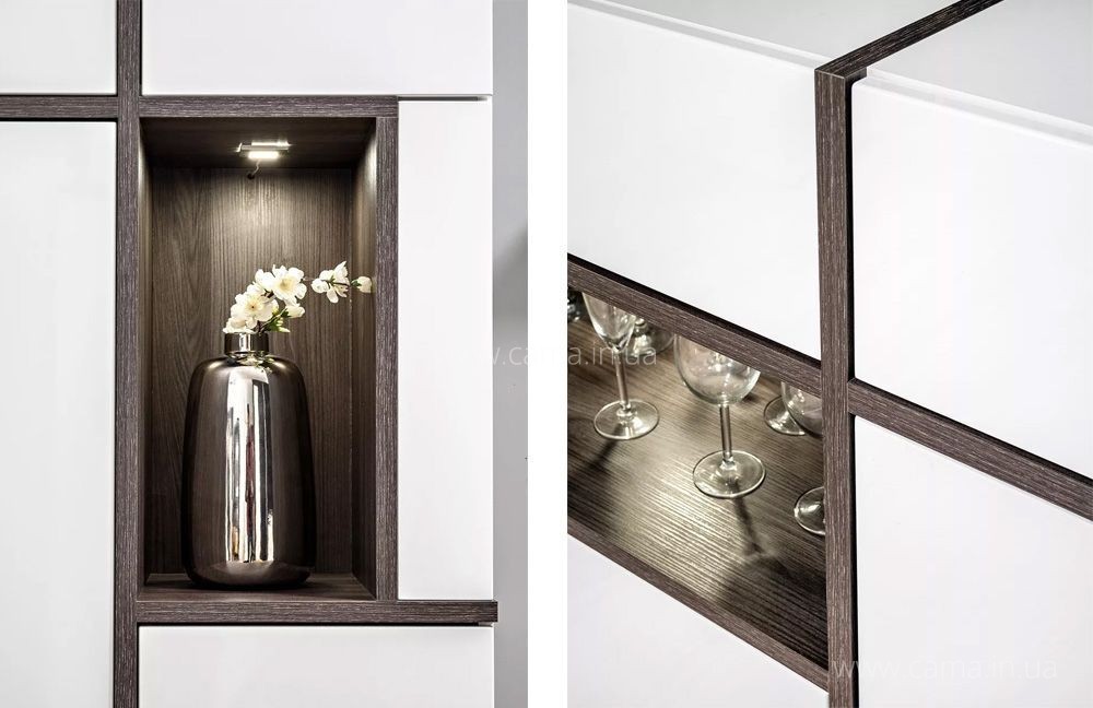 Витрина высокая CROSS Белый+дуб графит/Белый глянец Витрина высокая CROSS Белый+дуб графит/Белый глянец