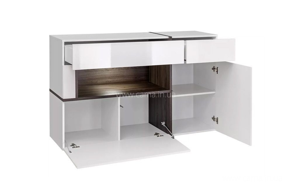 Комод CROSS Белый+дуб графит/Белый глянец Комод CROSS Белый+дуб графит/Белый глянец