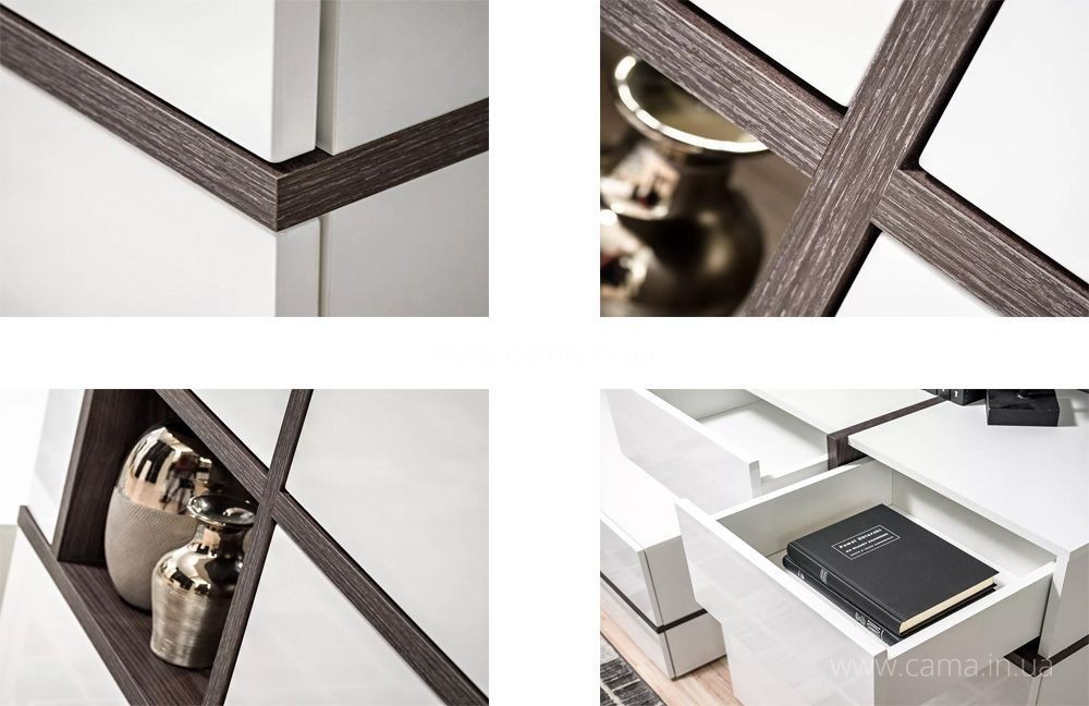 Комод CROSS Белый+дуб графит/Белый глянец Комод CROSS Белый+дуб графит/Белый глянец