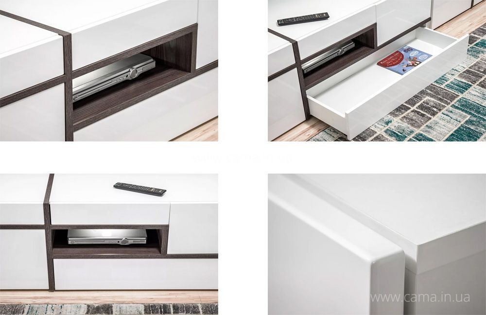 Тумба ТВ CROSS Белый+дуб графит/Белый глянец Тумба ТВ CROSS Белый+дуб графит/Белый глянец