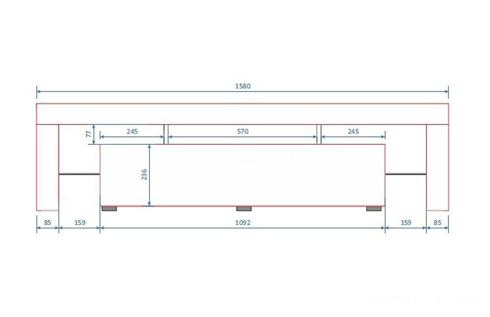 Тумба ТВ Toro 158см - белый/черный глянец Тумба ТВ Toro 158см - белый/черный глянец