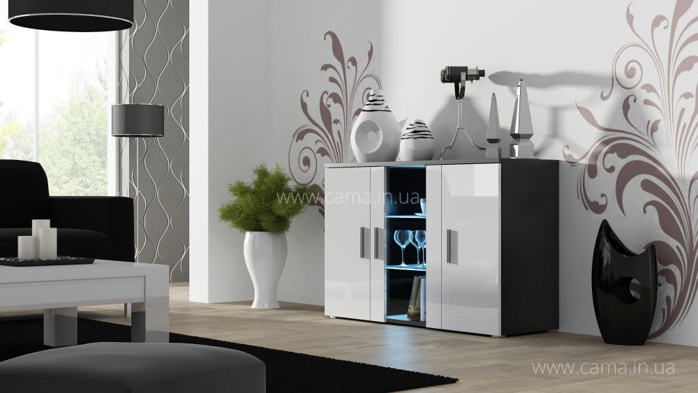 Комод Soho S7 черный/белый глянец Комод Soho S7 черный/белый глянец