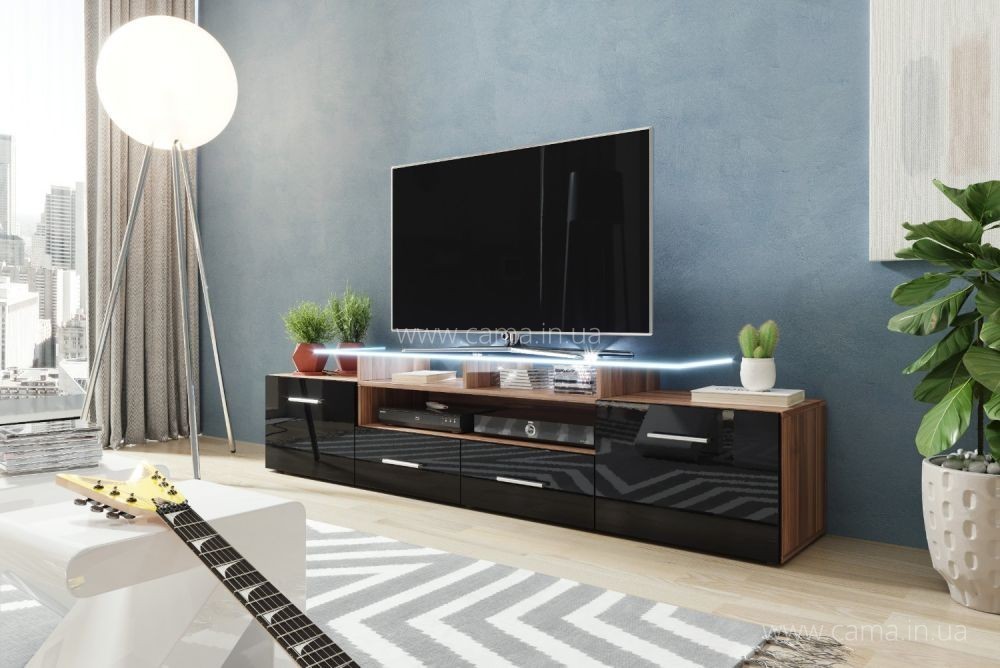 Комод Evora слива/черный глянец Комод Evora слива/черный глянец