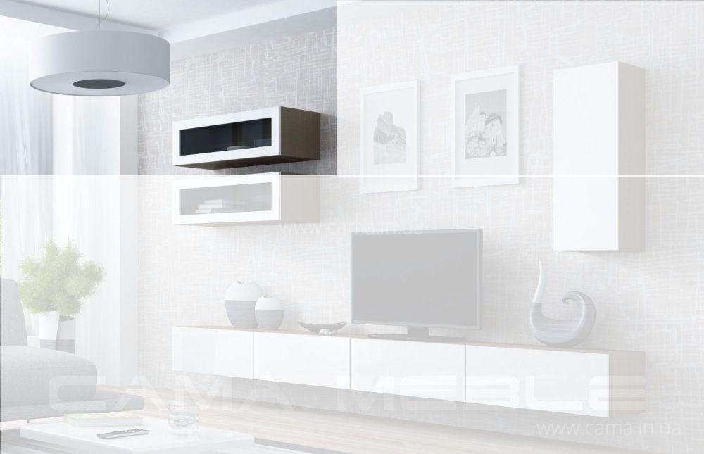 Витрина навесная Vigo 90 латте/белый глянец Витрина навесная Vigo 90 латте/белый глянец