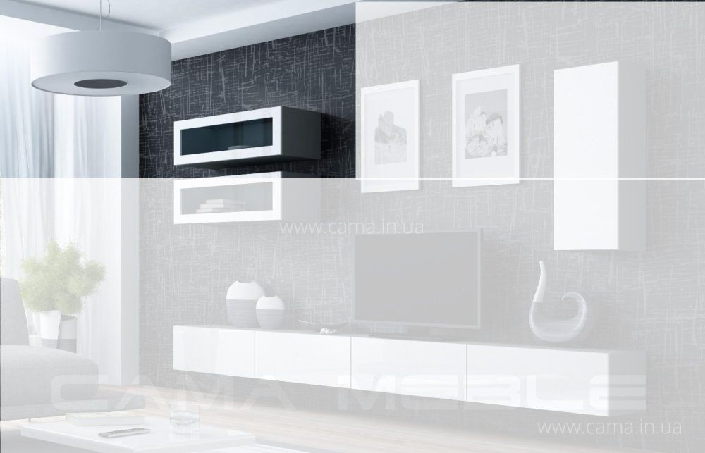 Витрина навесная Vigo 90 серый/белый глянец Витрина навесная Vigo 90 серый/белый глянец