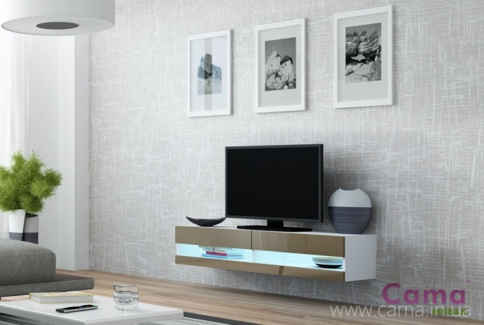 Комод открытый RTV Vigo 140 белый/латте глянец