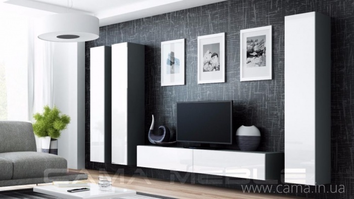 Гостиная Vigo 1 серый/белый глянец