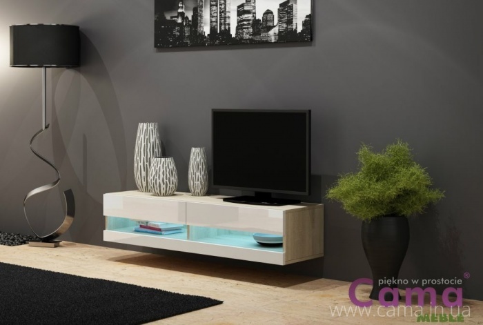 Комод открытый RTV Vigo 140 дуб сонома/белый глянец