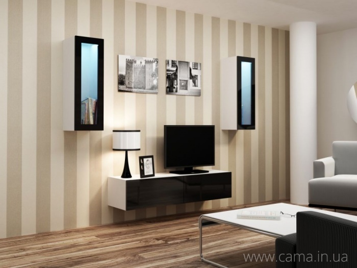 Гостиная Vigo 8 белый/черный глянец Гостиная Vigo 8 белый/черный глянец