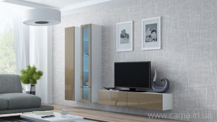 Гостиная Vigo 10 белый/лате глянец Гостиная Vigo 10 белый/лате глянец