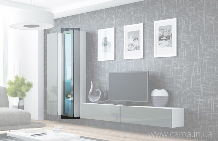 Витрина навесная Vigo 180 белый/серый глянец Витрина навесная Vigo 180 белый/серый глянец