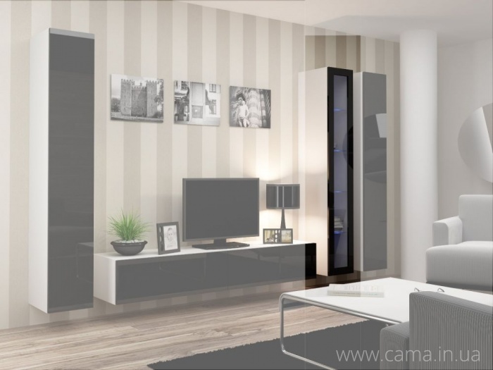 Витрина навесная Vigo 180 белый/черный глянец Витрина навесная Vigo 180 белый/черный глянец