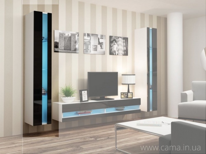 Витрина открытая Vigo 180 белый/черный глянец