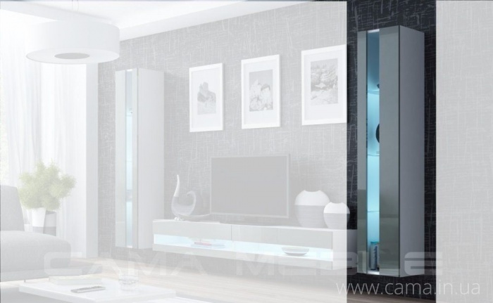 Витрина открытая Vigo 180 белый/серый глянец