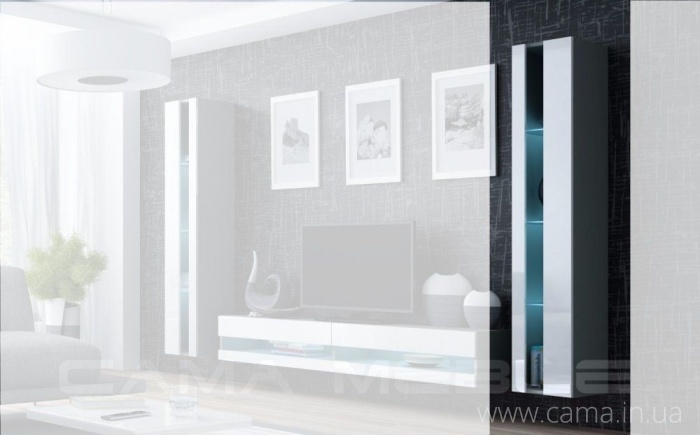 Витрина открытая Vigo 180 серый/белый глянец