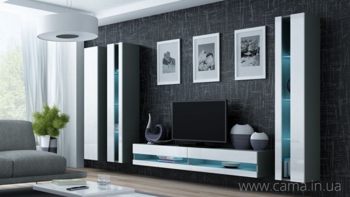 Гостиная Vigo New 6 серый/белый глянец