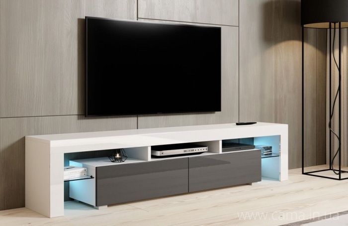 Тумба ТВ Toro 200см Белый/серый глянец