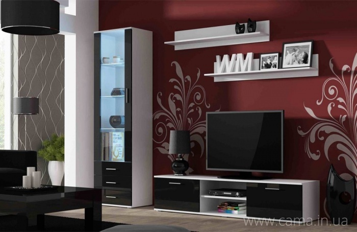 Гостиная Soho 1 белый/черный глянец