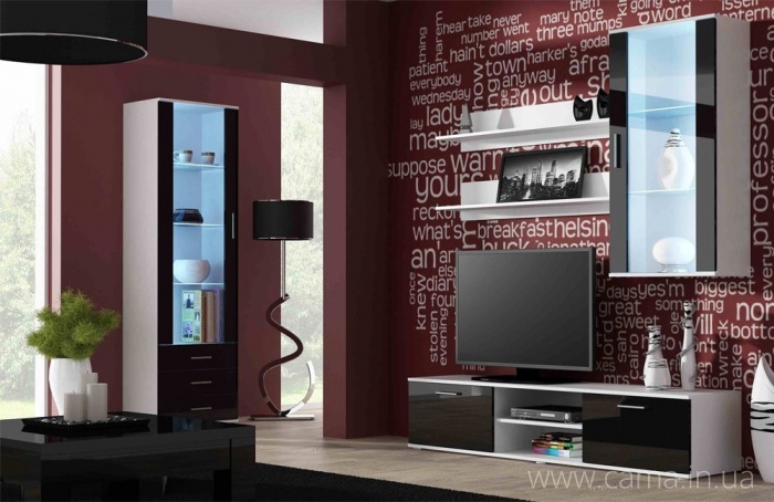 Гостиная Soho 6 белый/черный глянец Гостиная Soho 6 белый/черный глянец