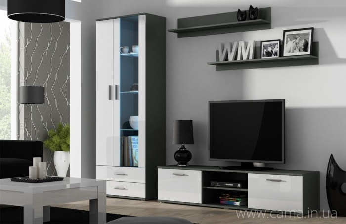 Гостиная Soho 8 серый/белый глянец