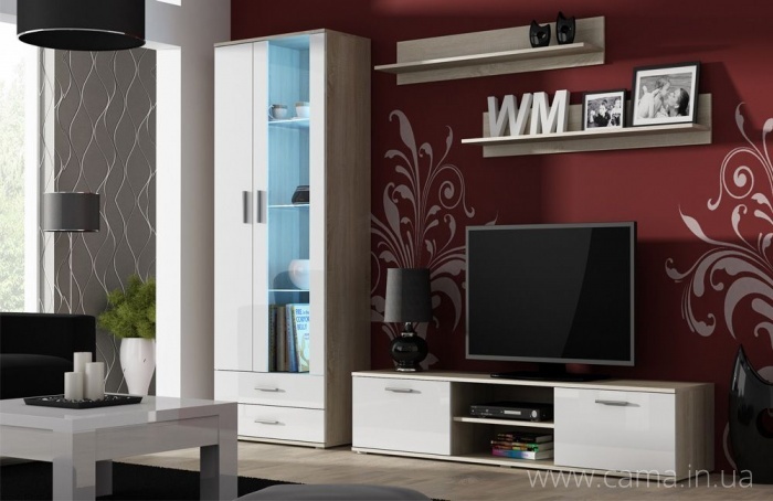 Гостиная Soho 8 дуб сонома/белый глянец