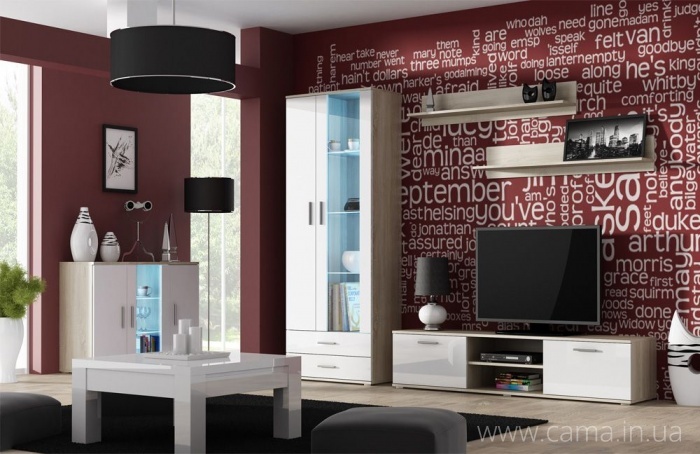 Гостиная Soho 9 дуб сонома/белый глянец