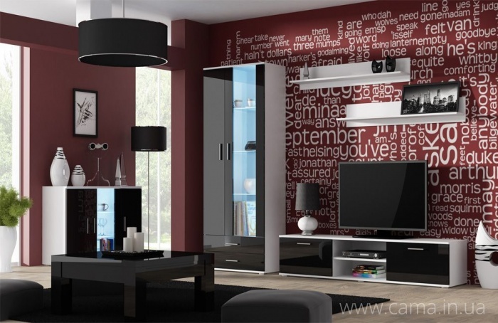 Гостиная Soho 9 белый/черный глянец