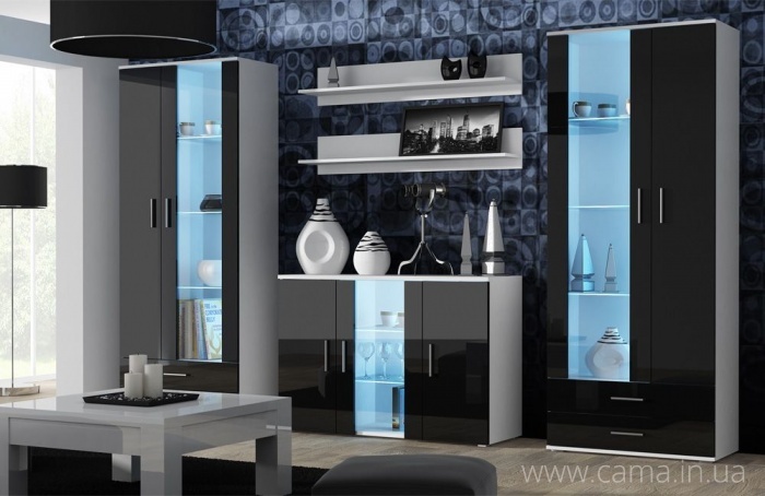 Гостиная Soho 10 белый/черный глянец