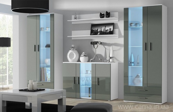 Гостиная Soho 10 белый/серый глянец