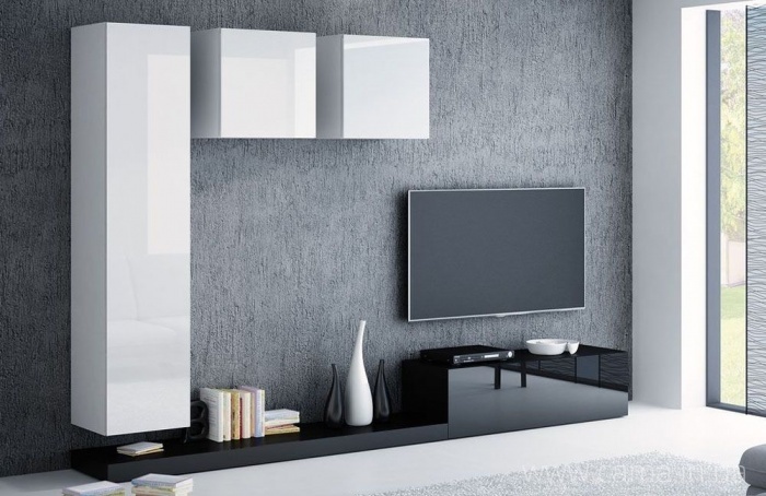 Гостиная Pixel 5 белый/черный глянец