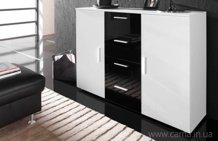 Комод Soho (Uni) белый/белый черный глянец