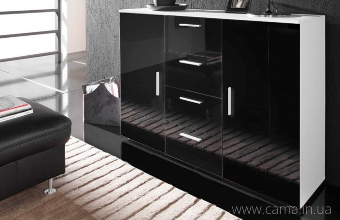 Комод Soho (Uni) белый/черный глянец