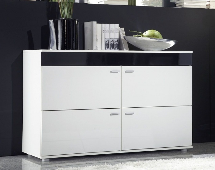 Комод Logo 2 белый/черный глянец