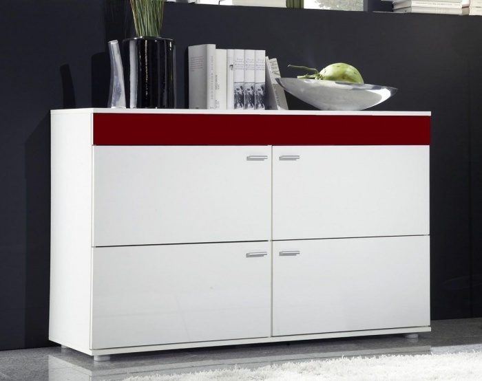 Комод Logo 2 белый/бордо глянец