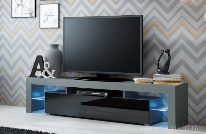 Тумба ТВ Solo - серый/черный глянец
