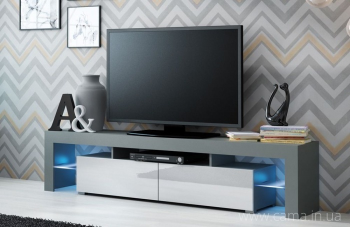 Тумба ТВ Solo - серый/белый глянец