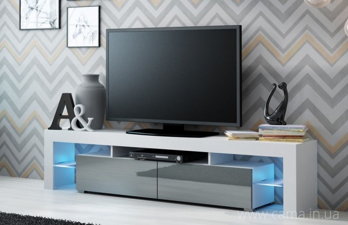 Тумба ТВ Solo - белый/серый глянец